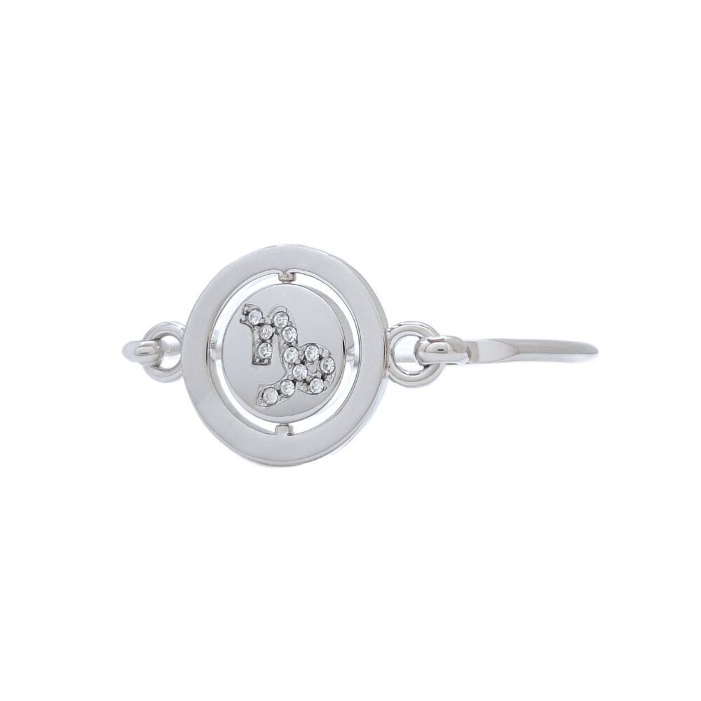 Carolee Capricorn Zodiac Sign Silver Tone Double Sided Charm Bangle Bracelet